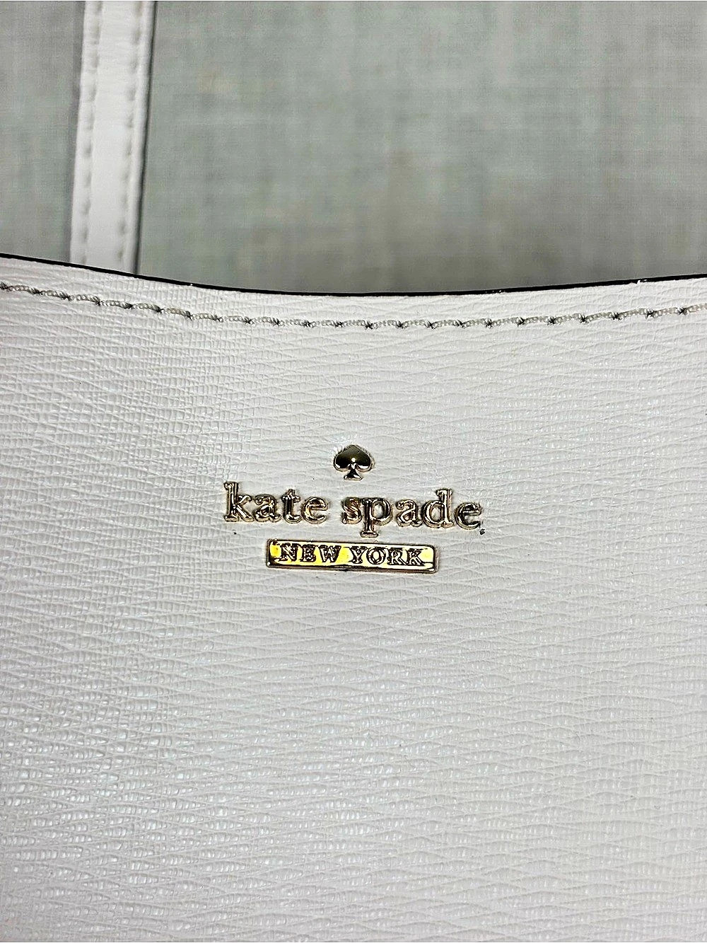 Kate Spade New York Cream Ivory Leather Tote Shoulder Bag Floral Lining - Picture 6 of 16